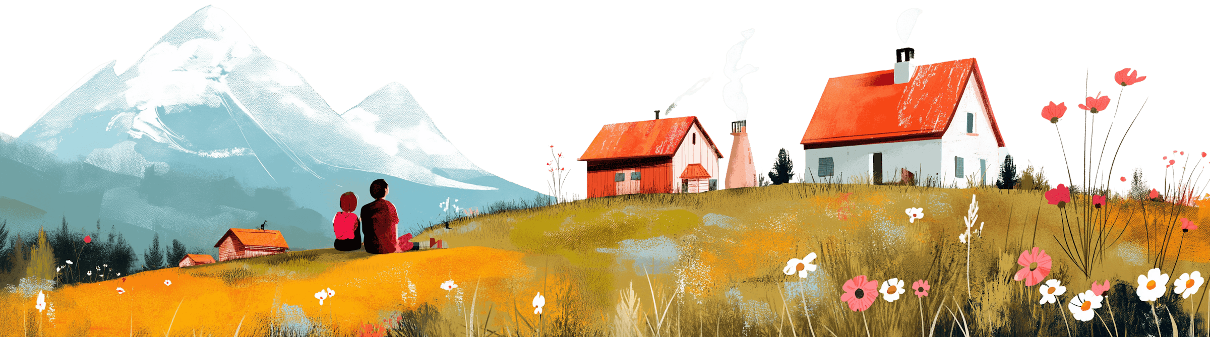 Serene Rural Landscape with Couple